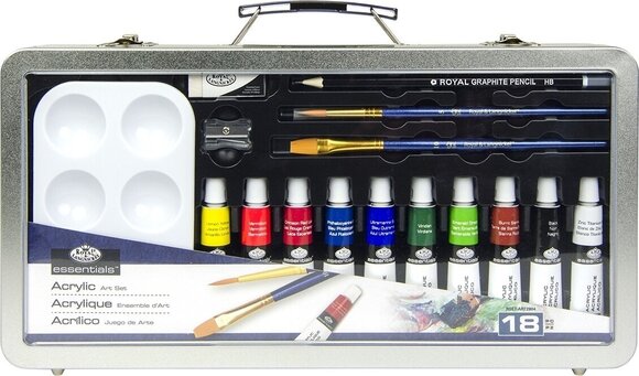 Pintura acrílica Royal & Langnickel Large Window Tin Set of Acrylic Paints 10 x 12 ml 18 pcs - 1