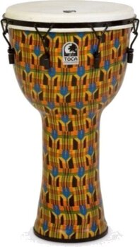 Djembe Toca Percussion SFDMX-14KB Djembe Freestyle Mechanically Tuned Kente Cloth - 1