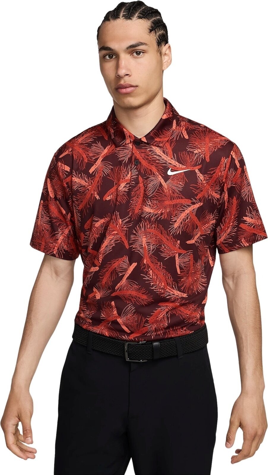 Πουκάμισα Πόλο Nike Dri-Fit Tour Pine Print Dragon Red/White S Πουκάμισα Πόλο