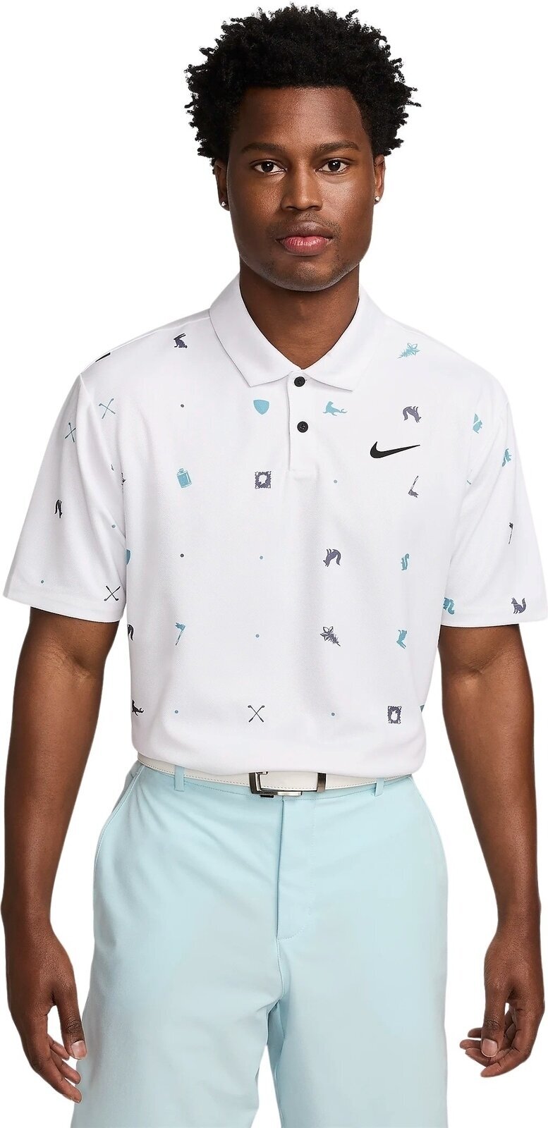 Camisa pólo Nike Tour Icon Print White/Black S Camisa pólo