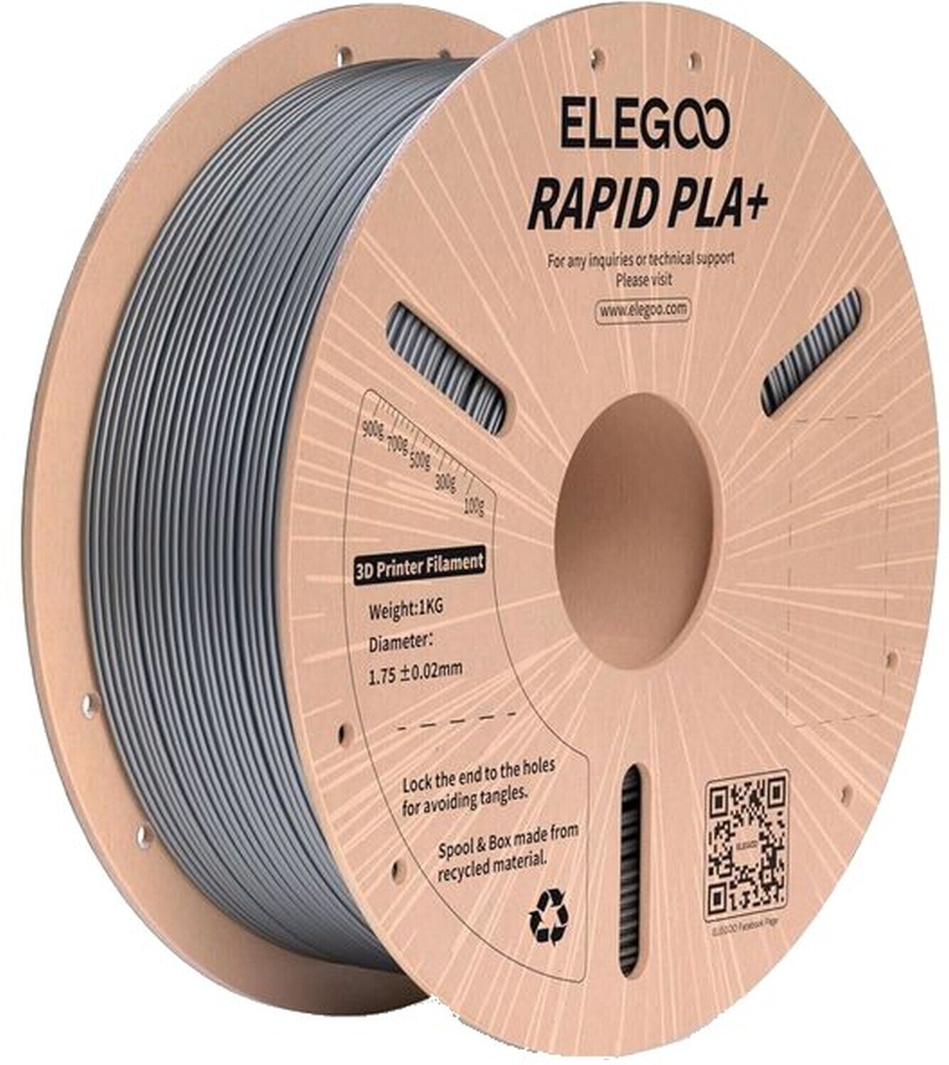 Žarilna nitka Elegoo Rapid PLA+ Žarilna nitka 1,75 mm 1 kg Silver