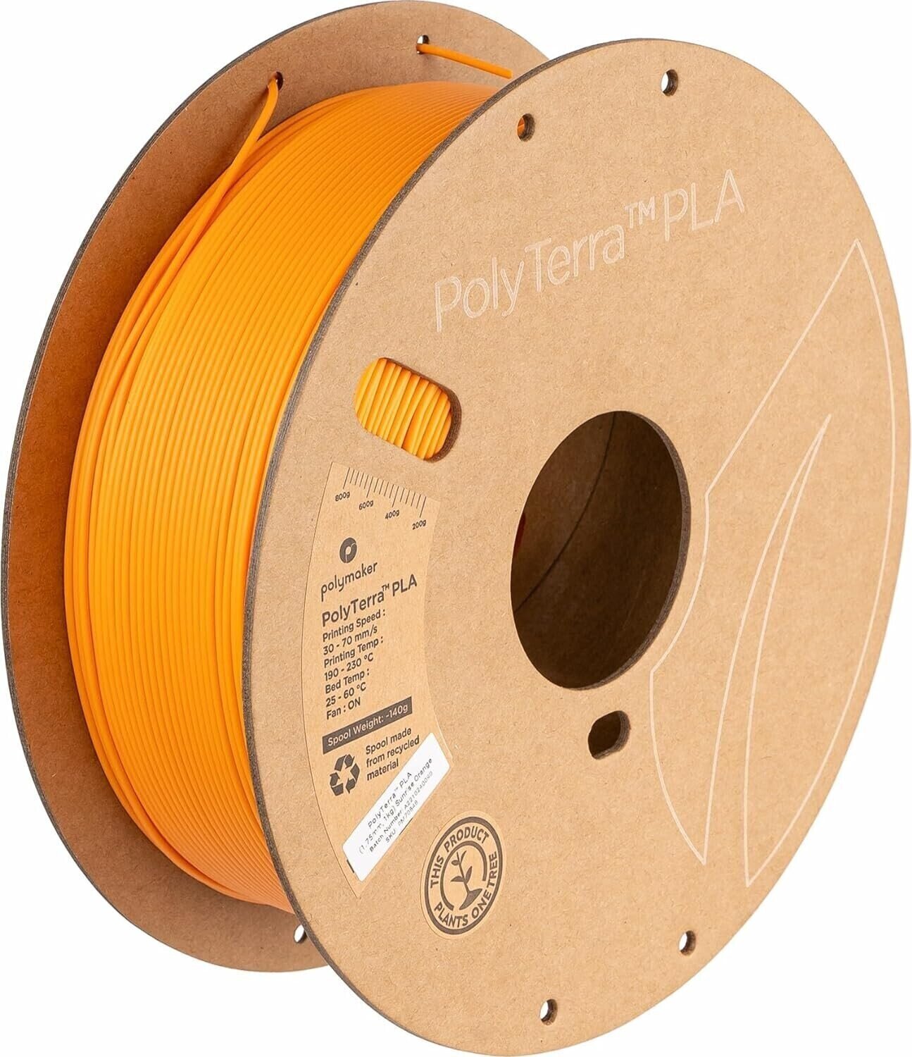 Tråd Polymaker PolyTerra PLA Tråd 1,75 mm 1 kg Sunrise Orange