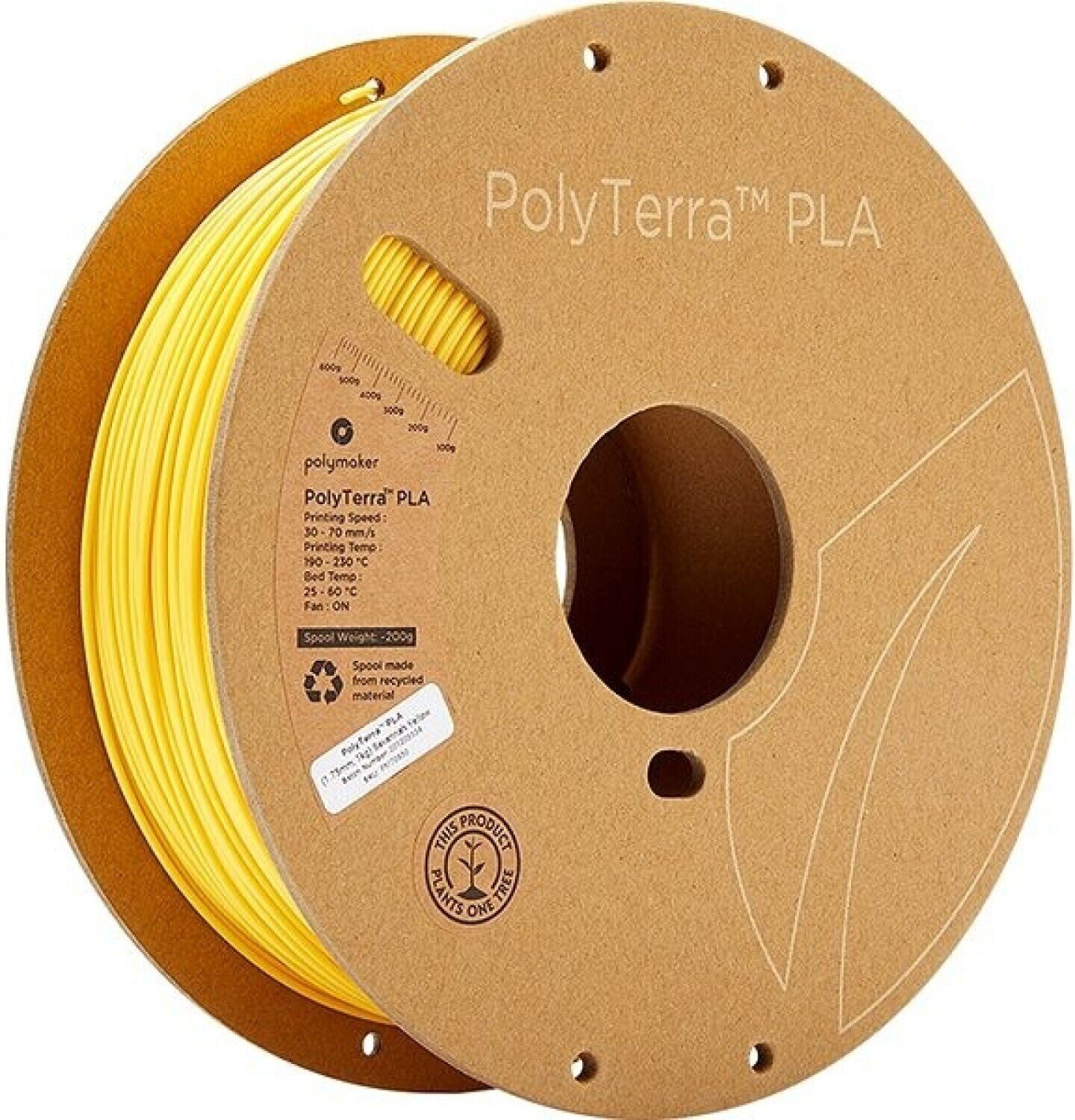 Žarilna nitka Polymaker PolyTerra PLA Žarilna nitka 1,75 mm 1 kg Savannah Yellow