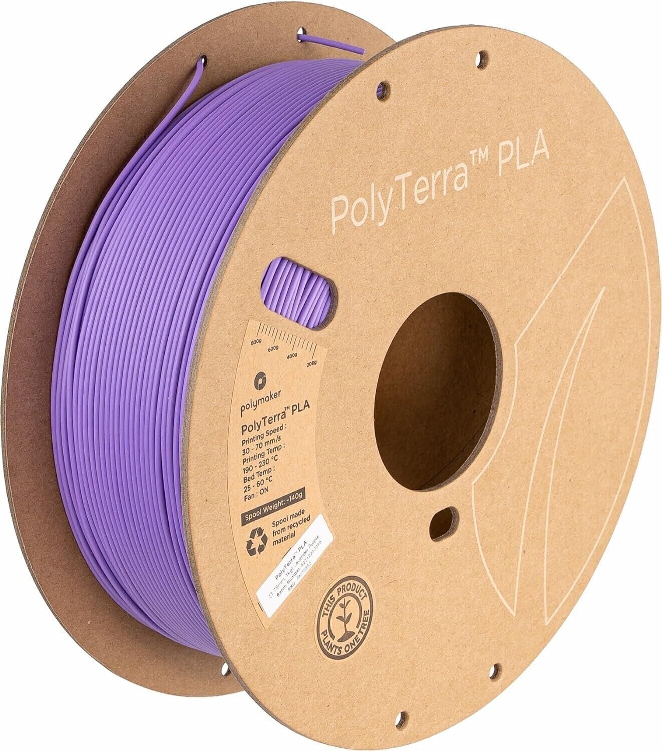 Žarilna nitka Polymaker PolyTerra PLA Žarilna nitka 1,75 mm 1 kg Lavender Purple