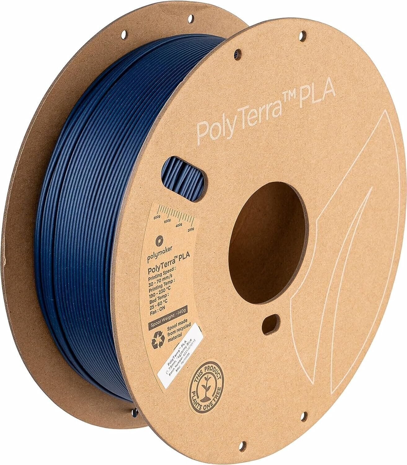 Włókno Polymaker PolyTerra PLA Włókno 1,75 mm 1 kg Army Blue