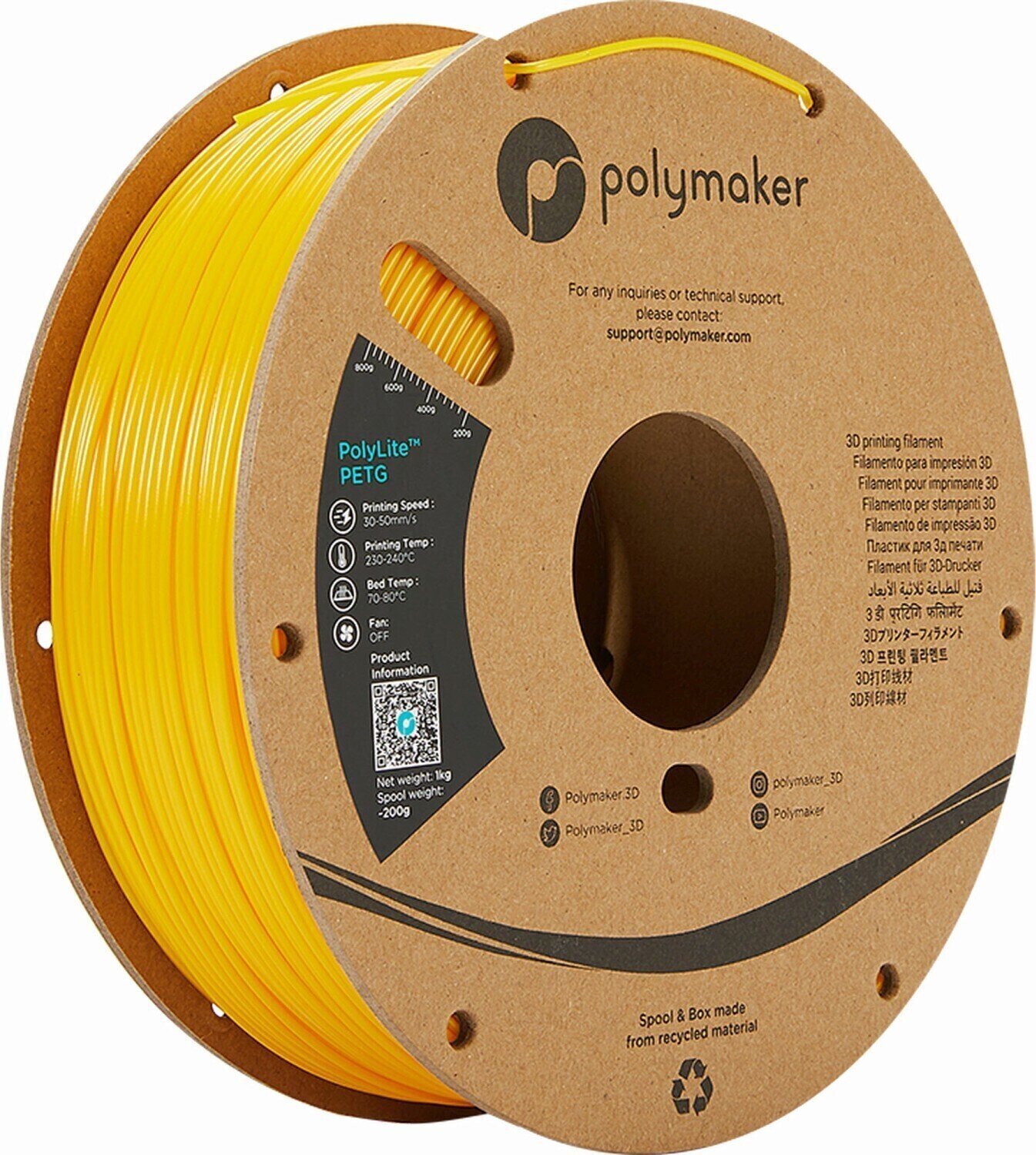 Hehkulanka Polymaker PolyLite PETG Hehkulanka 1,75 mm 1 kg Yellow