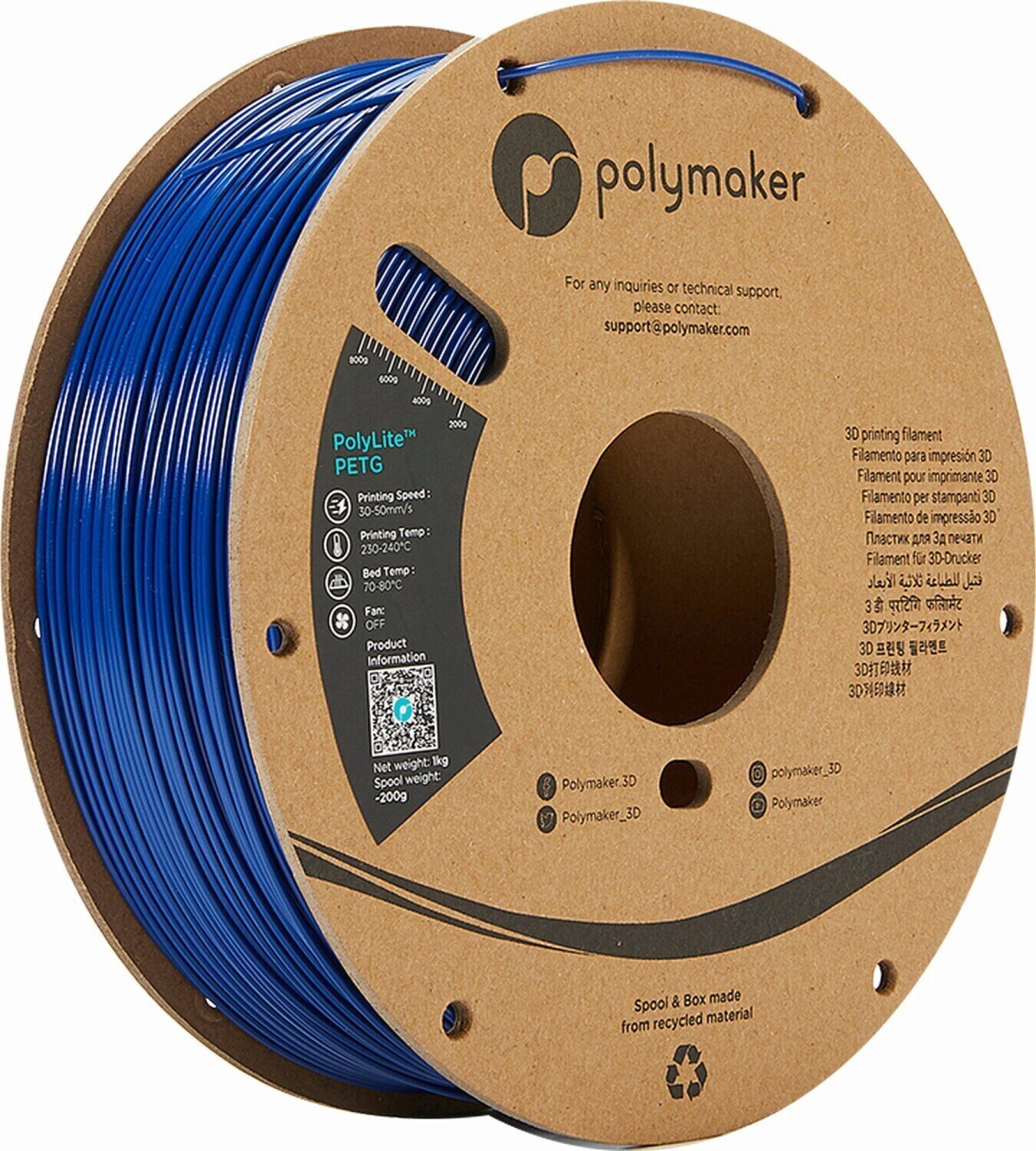 Szál Polymaker PolyLite PETG Szál 1,75 mm 1 kg Blue