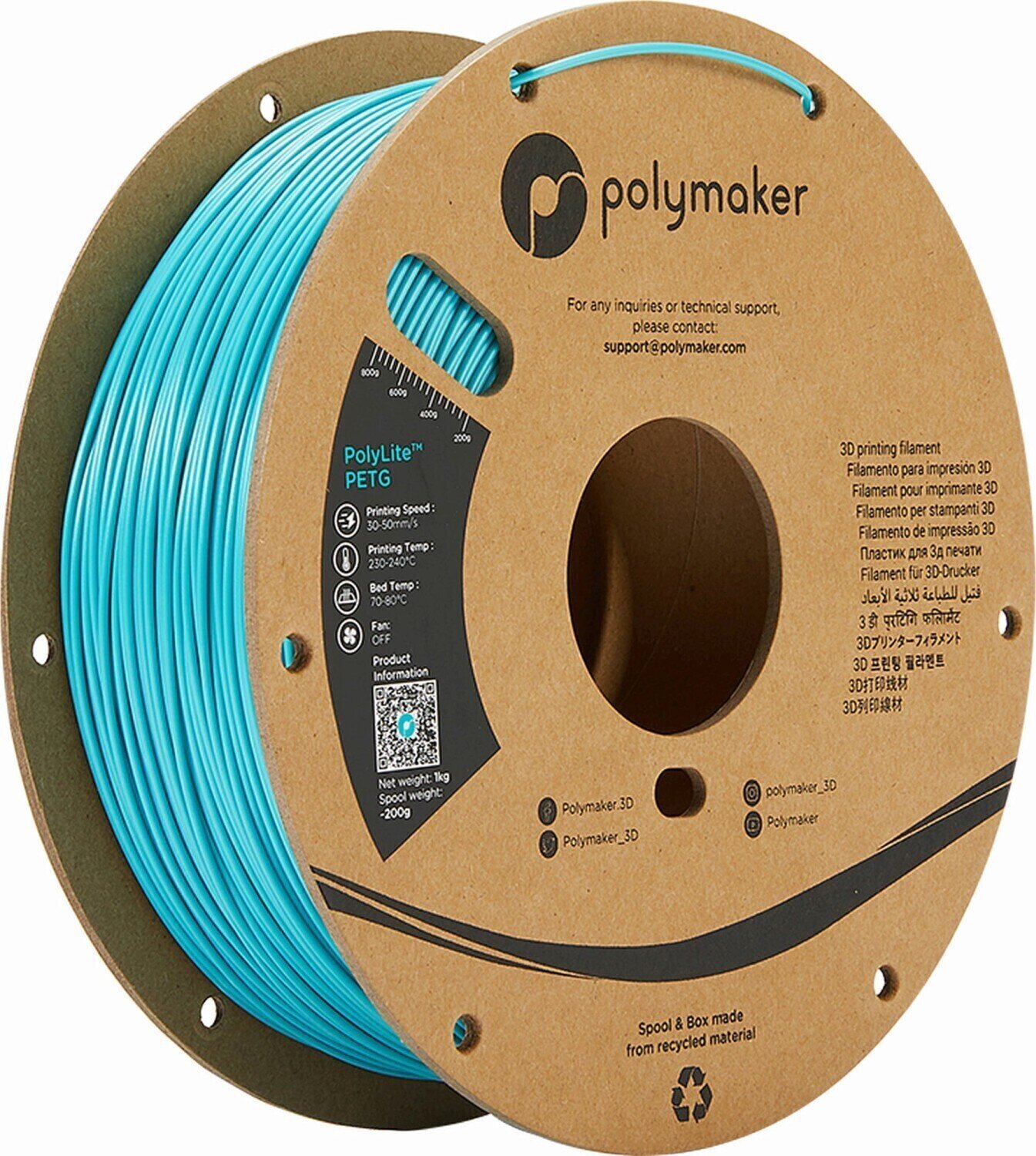 Hehkulanka Polymaker PolyLite PETG Hehkulanka 1,75 mm 1 kg Teal