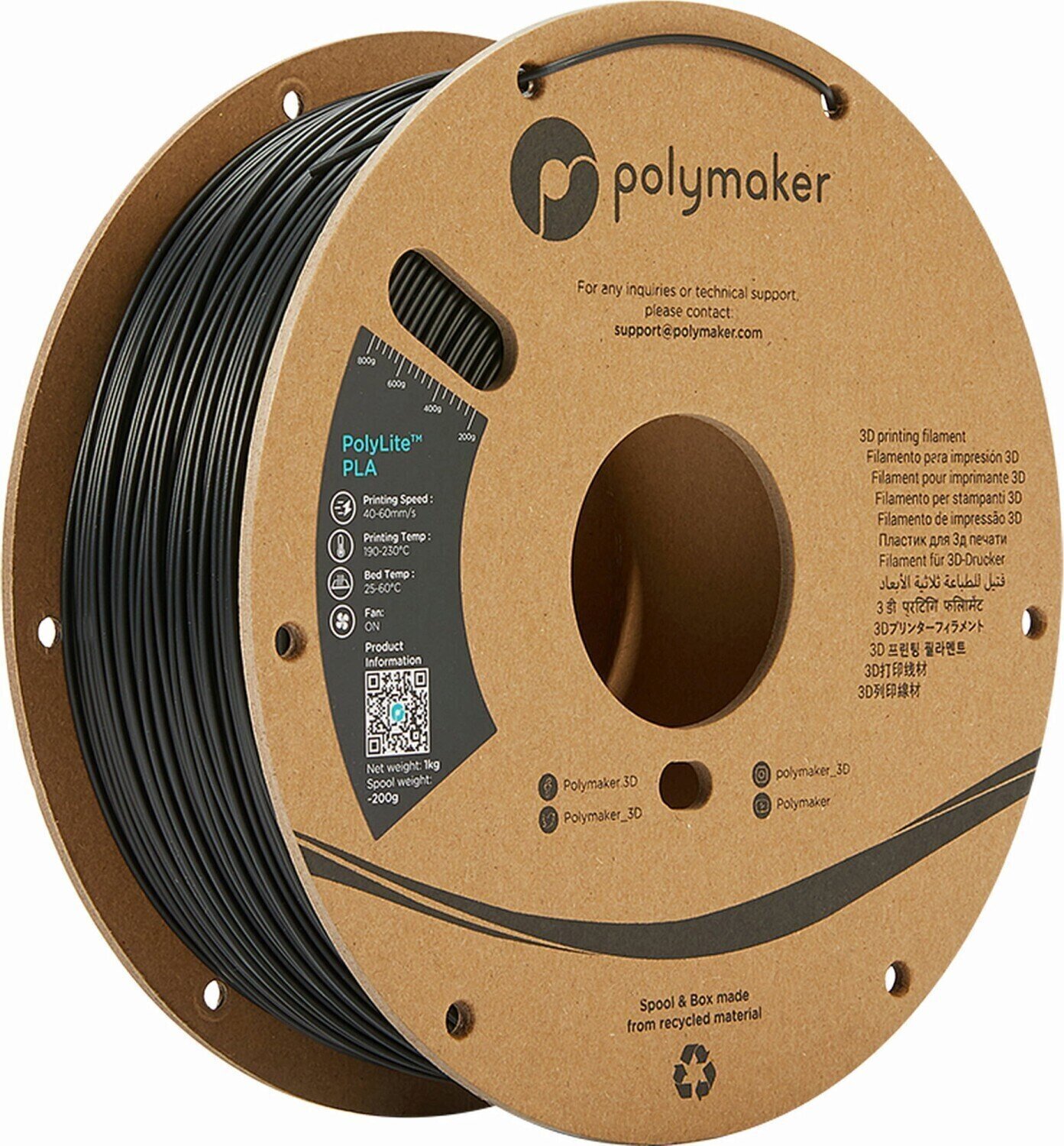 Νήμα Polymaker PolyLite PLA Νήμα 1,75 mm 1 kg Black