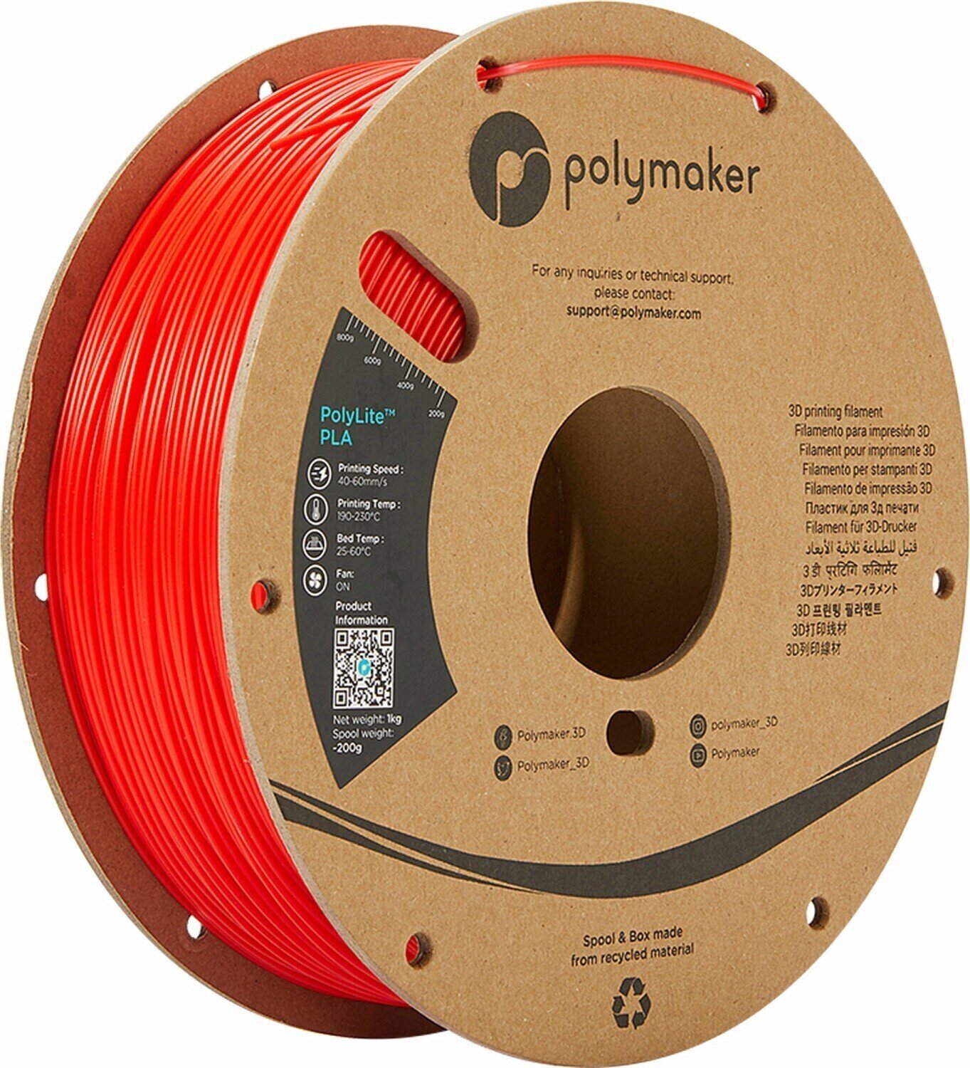 Нажежаема жичка Polymaker PolyLite PLA Нажежаема жичка 1,75 mm 1 kg Red