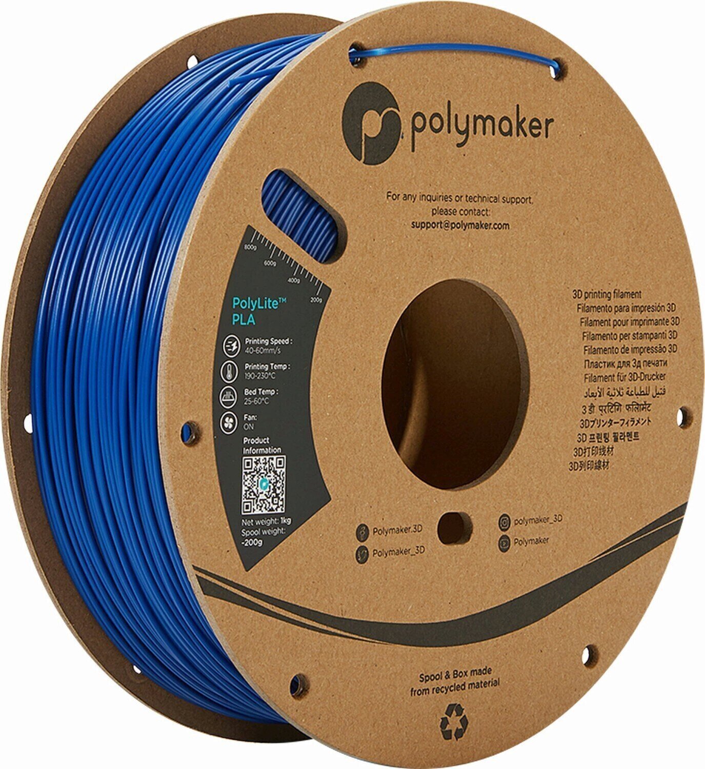 Szál Polymaker PolyLite PLA Szál 1,75 mm 1 kg Blue