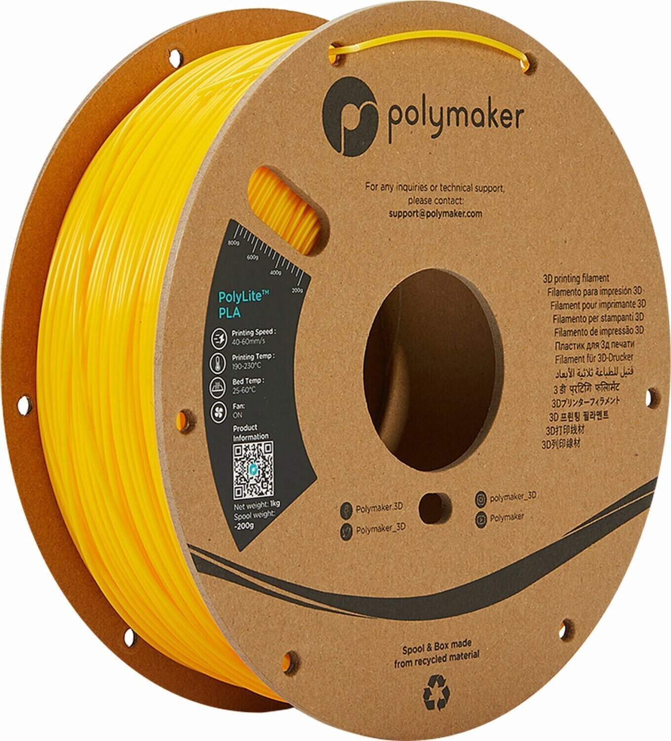 Žarilna nitka Polymaker PolyLite PLA Žarilna nitka 1,75 mm 1 kg Yellow