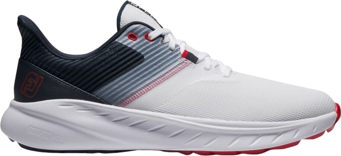 Calçado de golfe para homem Footjoy Flex White/Navy/Red 41 Calçado de golfe para homem