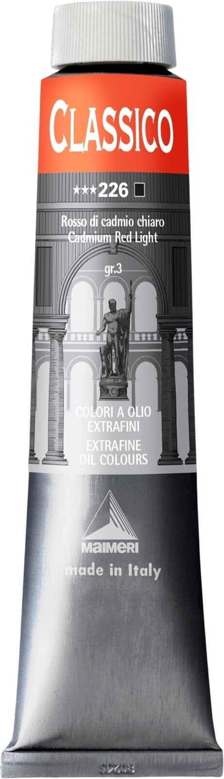 Tempera ad olio Maimeri Classico Pittura a olio Cadmium Red Light 200 ml 1 pz