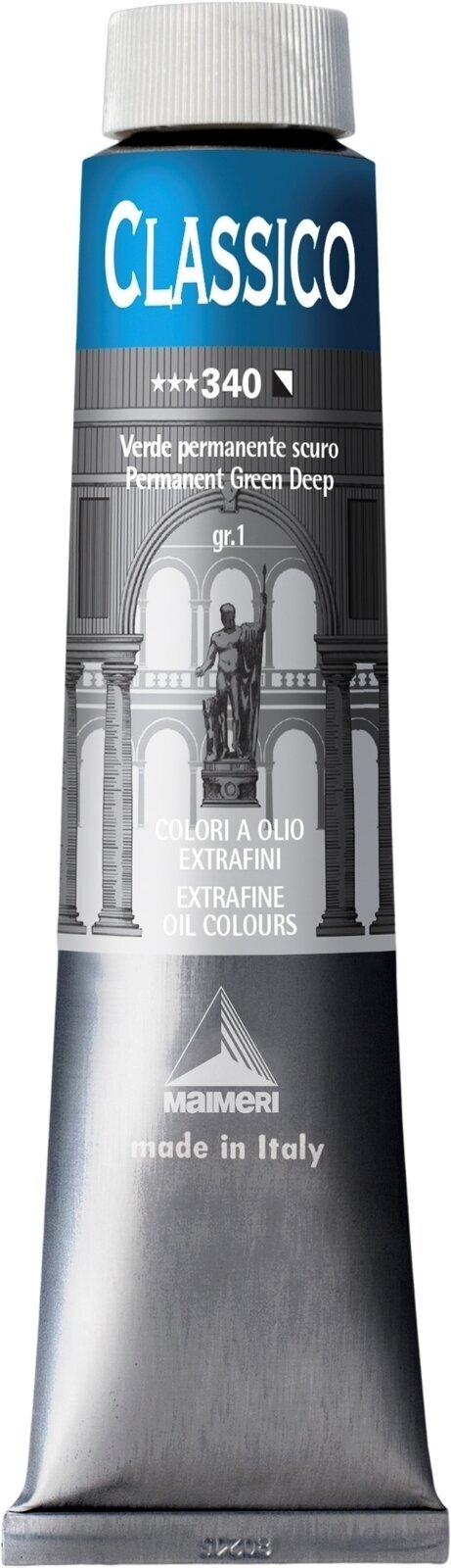 Tempera ad olio Maimeri Classico Pittura a olio Permanent Green Deep 200 ml 1 pz