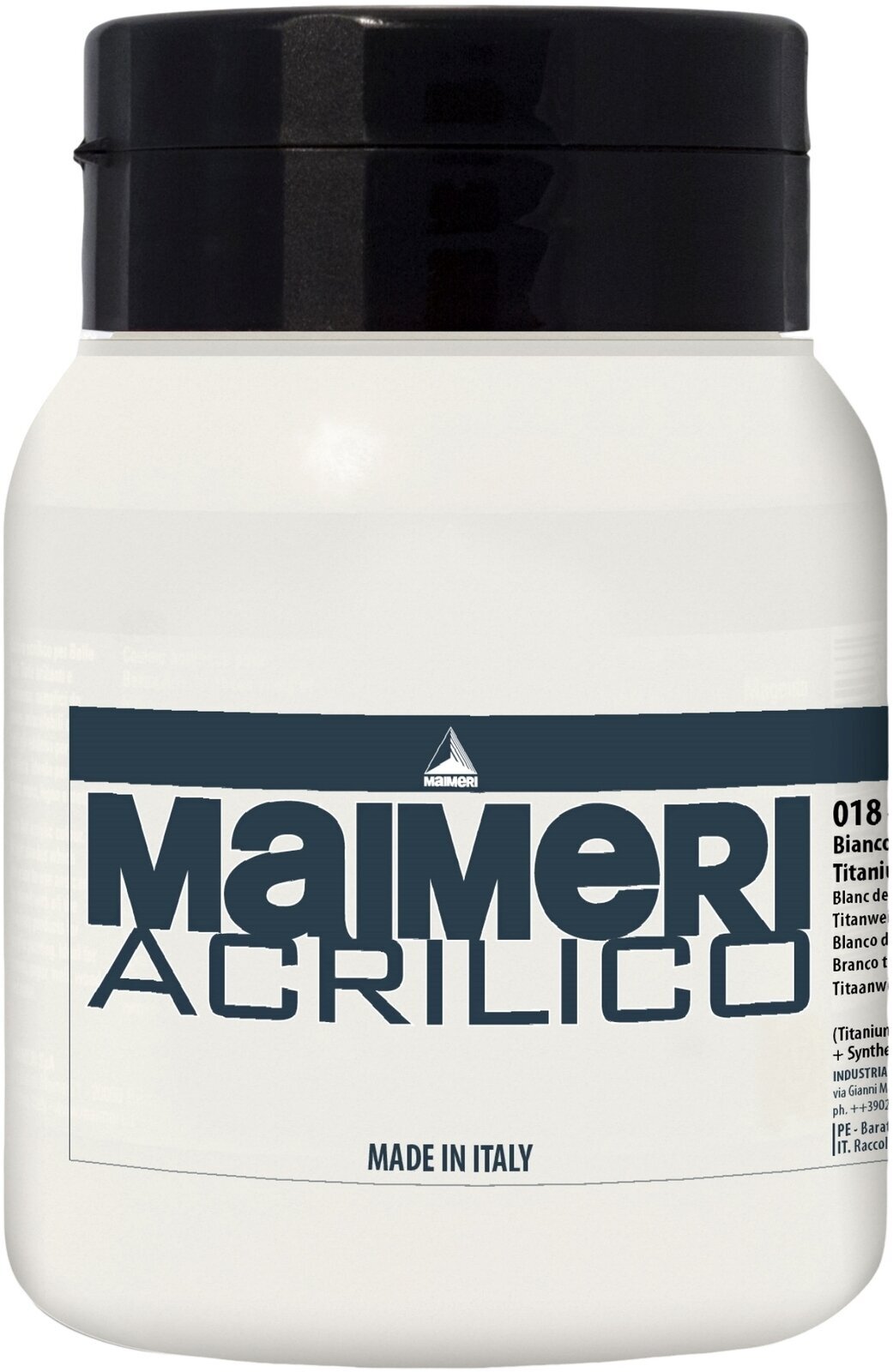 Aκρυλικό Χρώμα Maimeri Acrilico Ακρυλική μπογιά Titanium White 018 500 ml 1 τεμ.