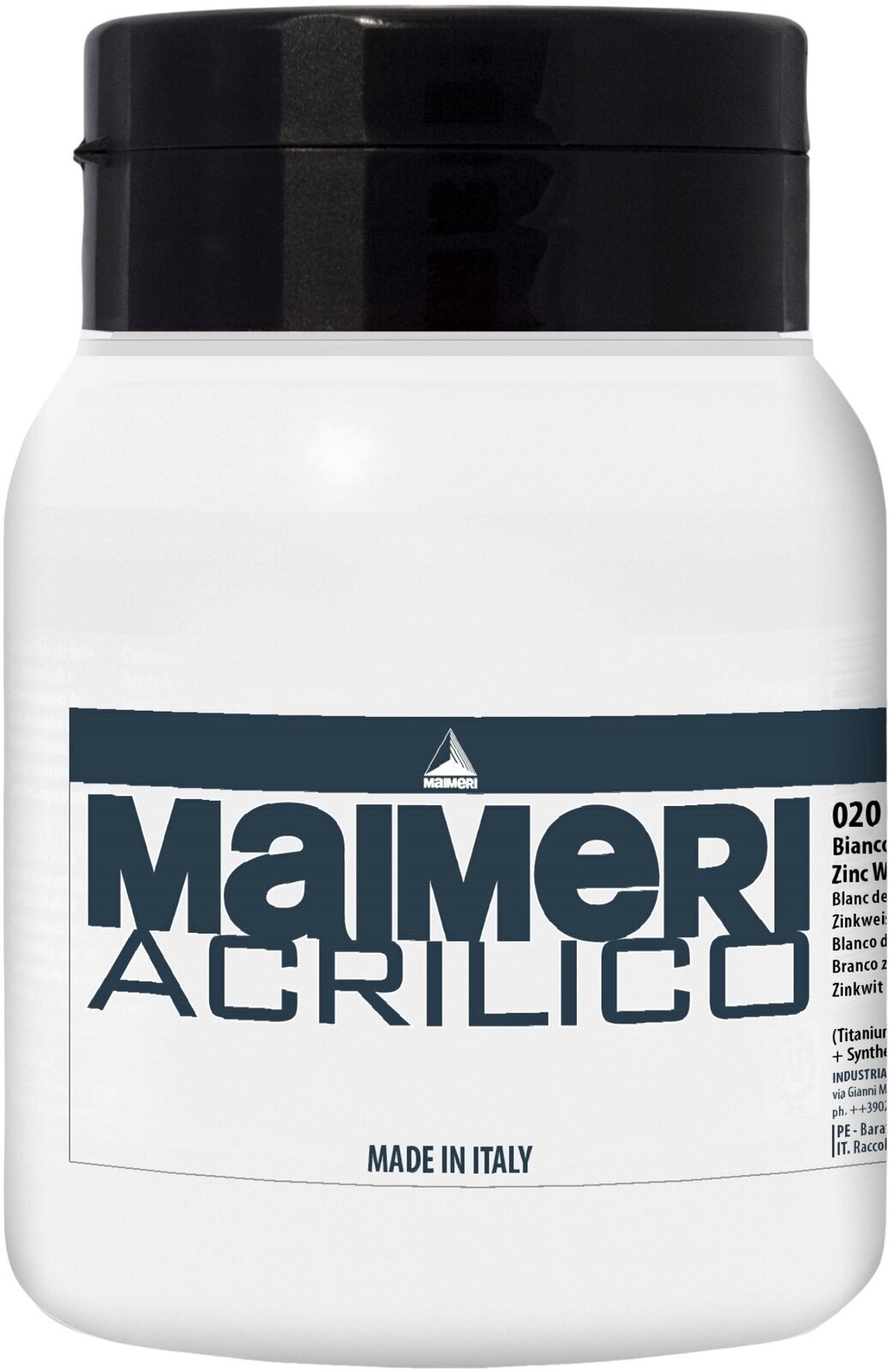 Pintura acrílica Maimeri Acrilico Acrylic Paint Zinc White 020 500 ml 1 pieza