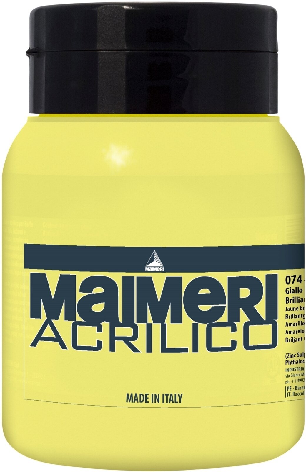 Pintura acrílica Maimeri Acrilico Acrylic Paint Brilliant Yellow 074 500 ml 1 pieza