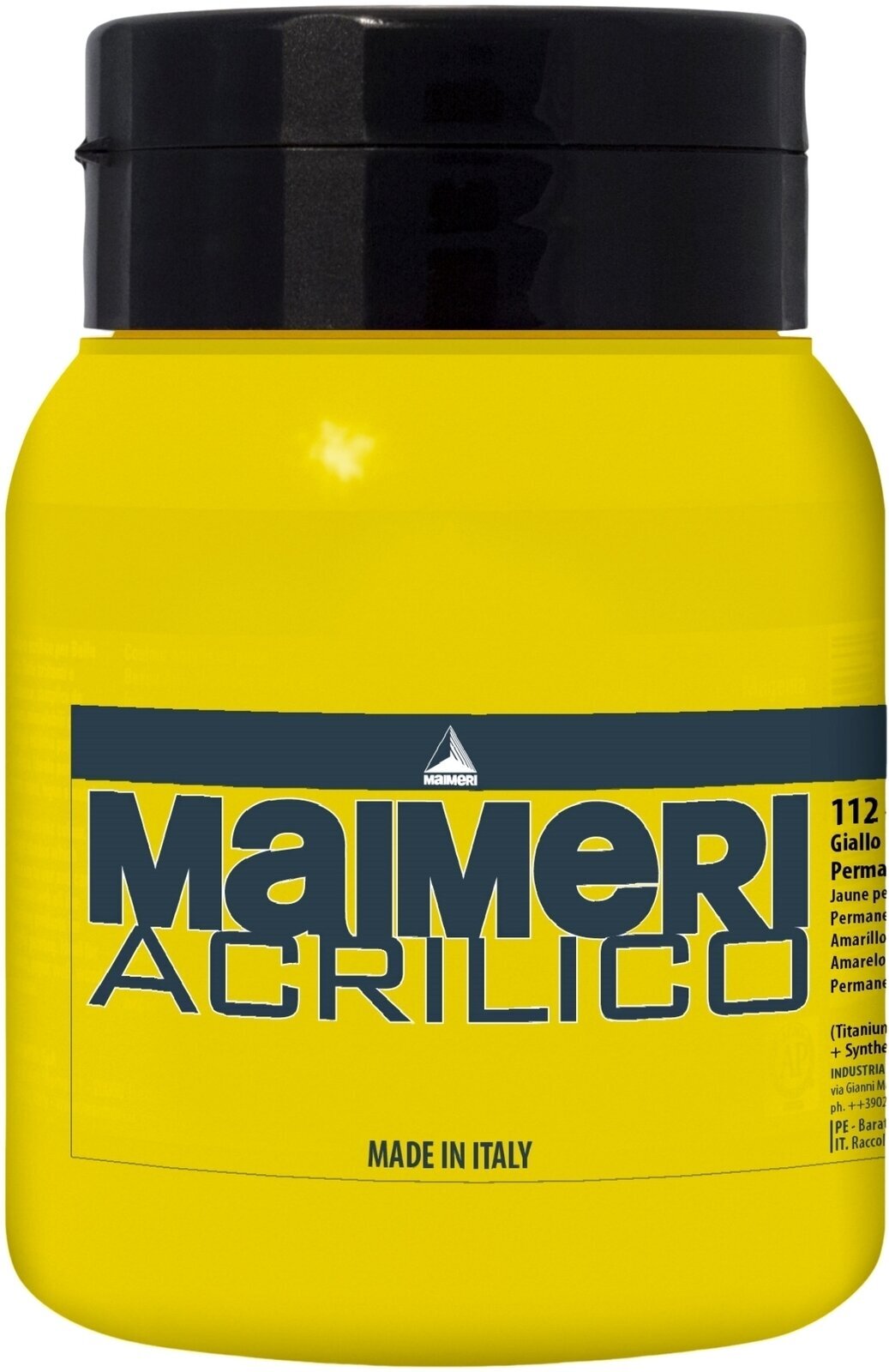 Culoare acrilică Maimeri Acrilico Vopsea acrilică Permanent Yellow Lemon 112 500 ml 1 buc