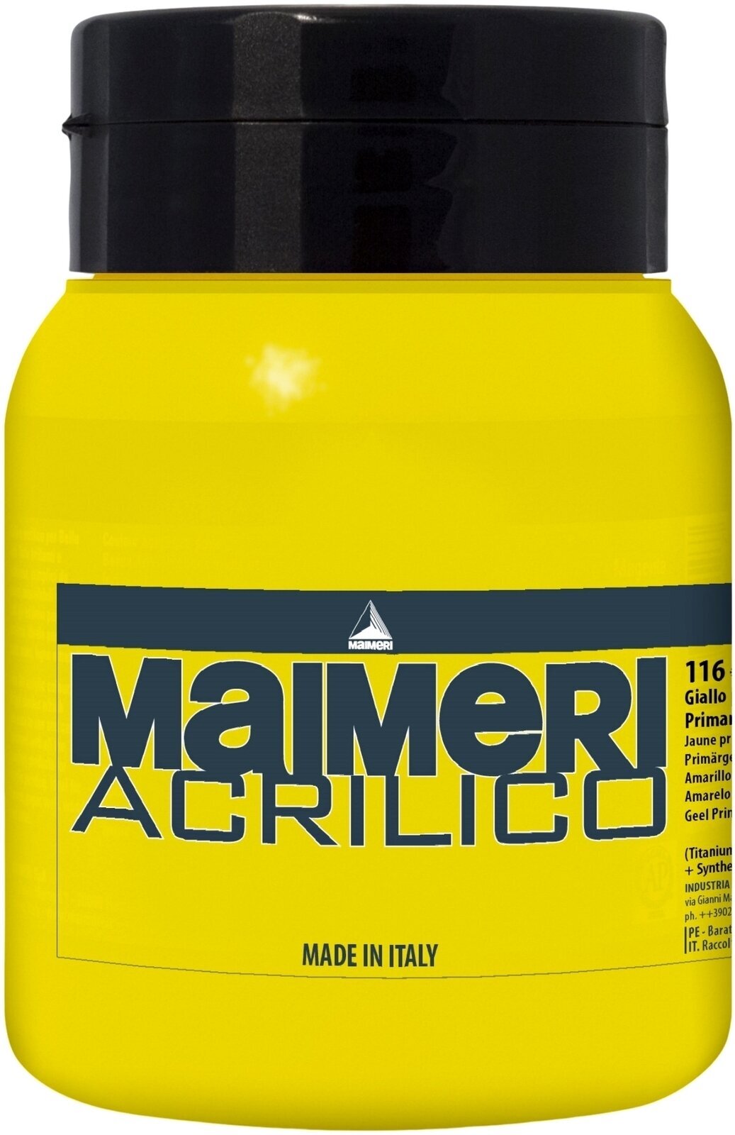 Culoare acrilică Maimeri Acrilico Vopsea acrilică Primary Yellow 116 500 ml 1 buc