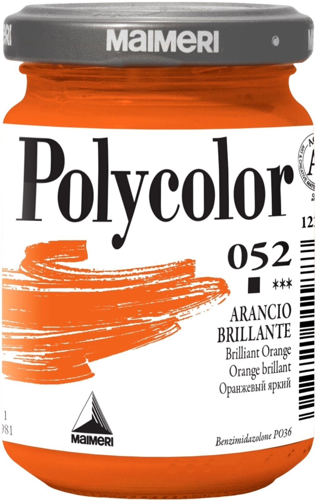 Pintura acrílica Maimeri Vynil Polycolor Acrylic Paint Brilliant Orange 052 140 ml 1 pieza