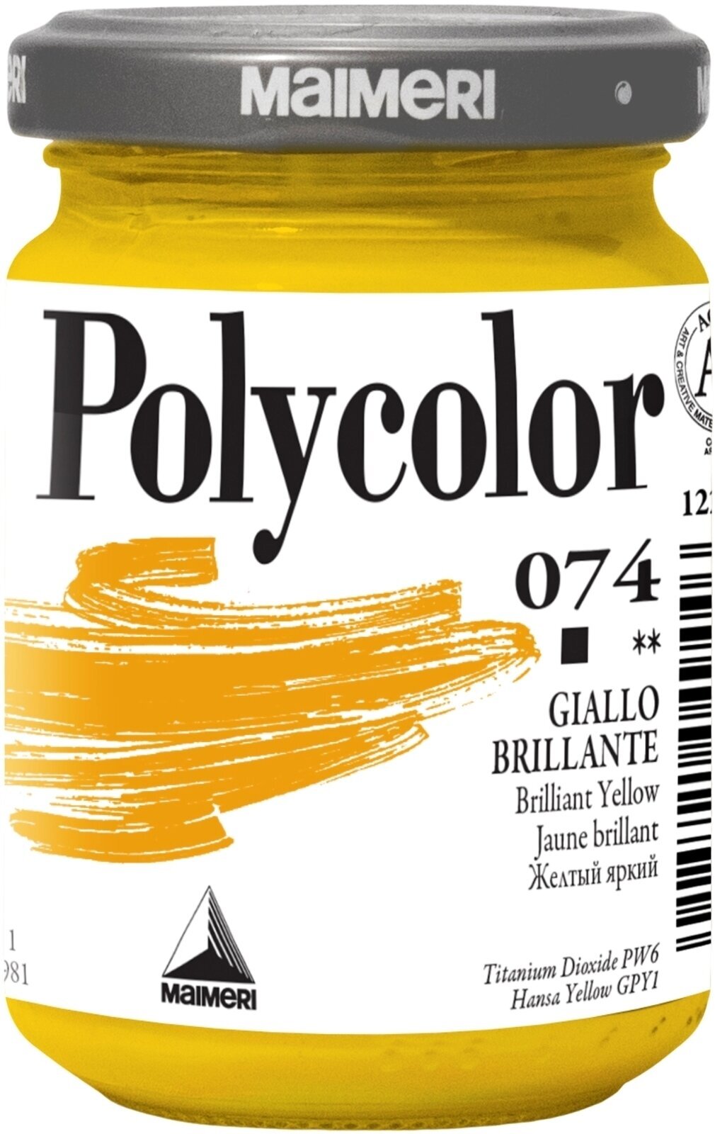 Acrylic Paint Maimeri Vynil Polycolor Acrylic Paint Brilliant Yellow 074 140 ml 1 pc