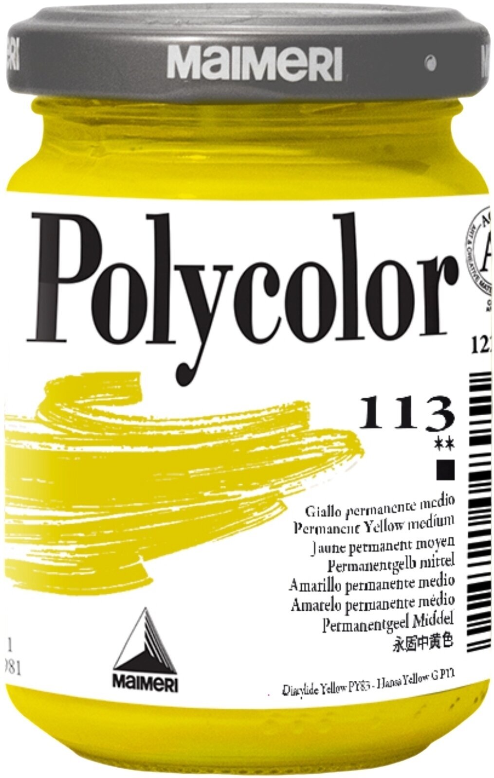 Culoare acrilică Maimeri Vynil Polycolor Vopsea acrilică Permanent Yellow Medium 113 140 ml 1 buc