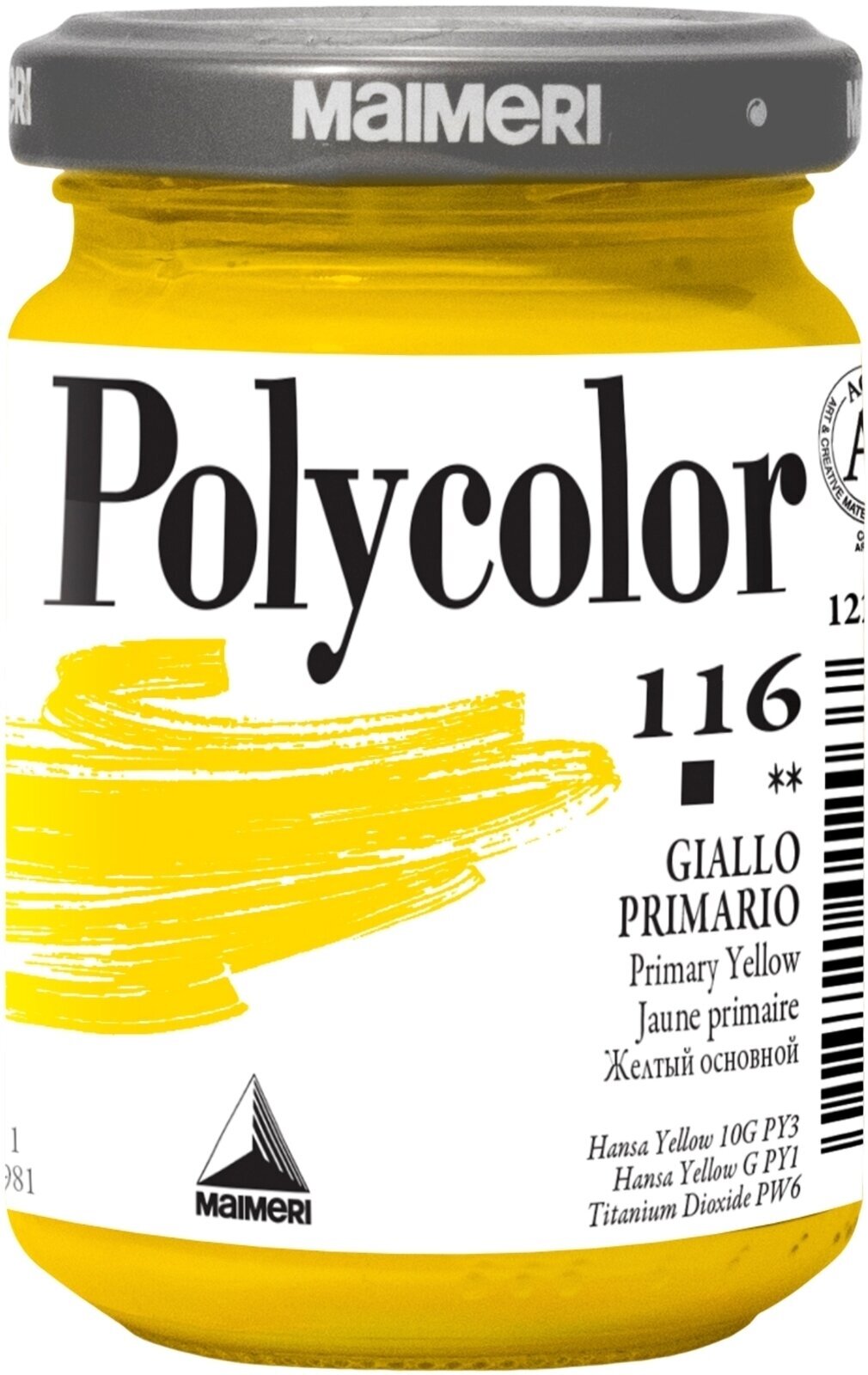 Peinture acrylique Maimeri Vynil Polycolor Peinture acrylique Primary Yellow 116 140 ml 1 pc