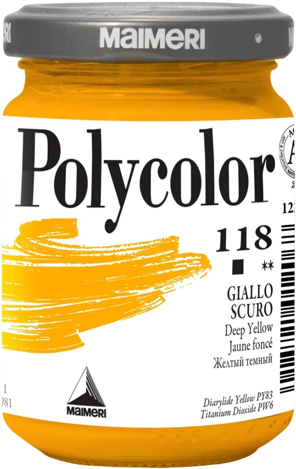 Aκρυλικό Χρώμα Maimeri Vynil Polycolor Ακρυλική μπογιά Deep Yellow 118 140 ml 1 τεμ.