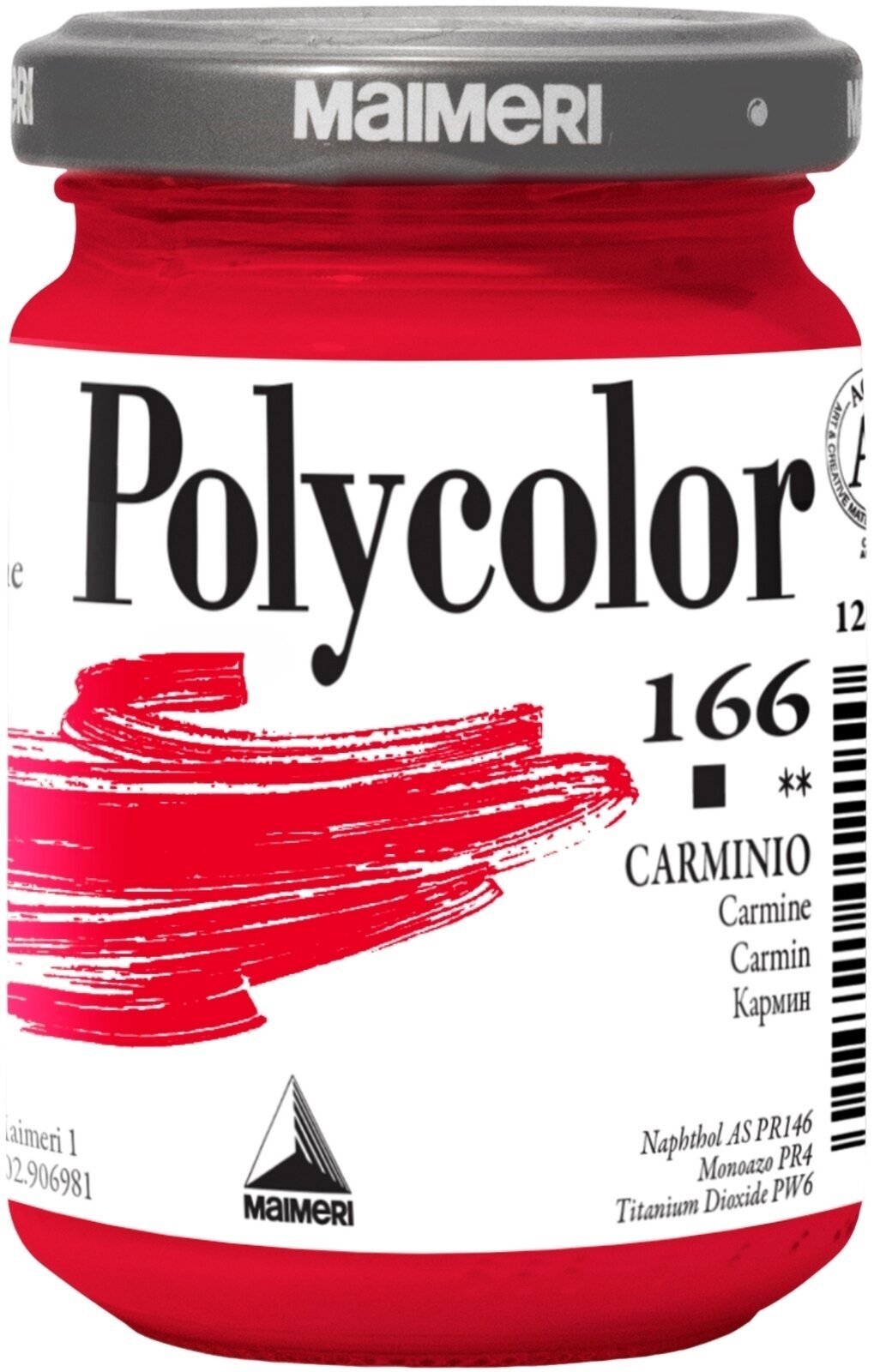 Colore acrilico Maimeri Vynil Polycolor Colori acrilici Carmine 166 140 ml 1 pz