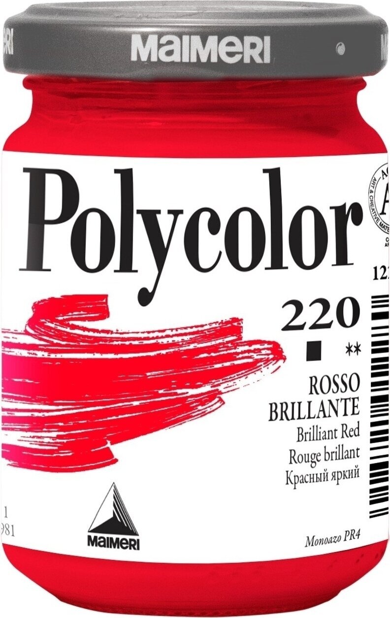 Pintura acrílica Maimeri Vynil Polycolor Acrylic Paint Brilliant Red 220 140 ml 1 pieza