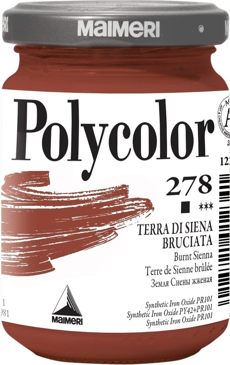 Pintura acrílica Maimeri Vynil Polycolor Acrylic Paint Burnt Sienna 278 140 ml 1 pieza