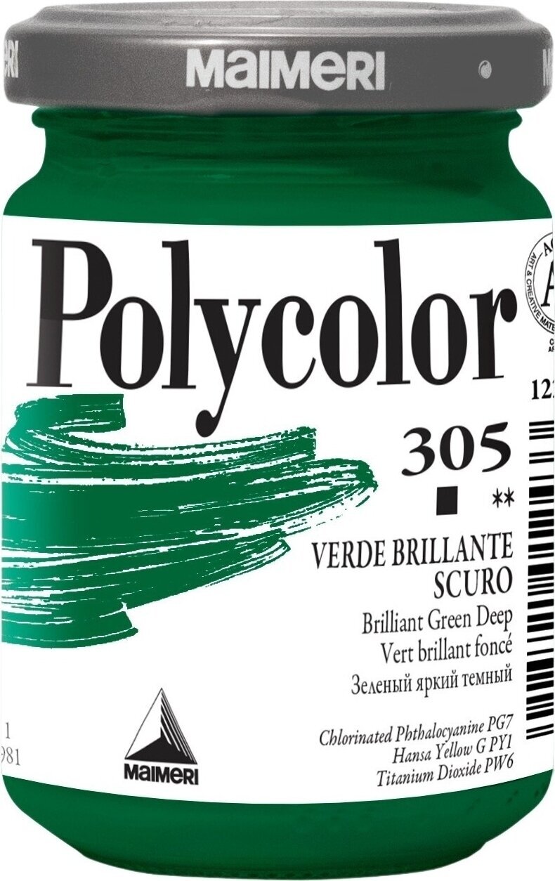 Pintura acrílica Maimeri Vynil Polycolor Acrylic Paint Brilliant Green Deep 305 140 ml 1 pieza