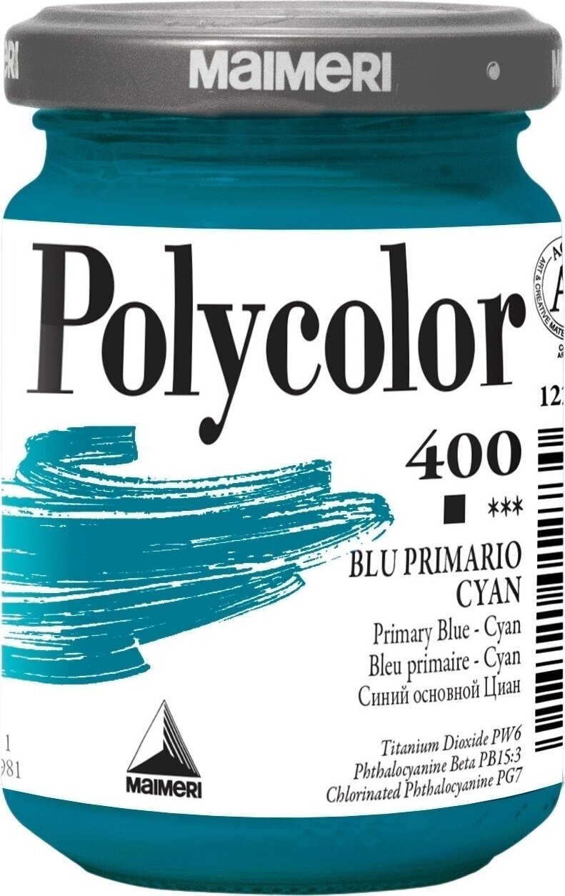 Acrylic Paint Maimeri Vynil Polycolor Acrylic Paint Primary Blue Cyan 400 140 ml 1 pc