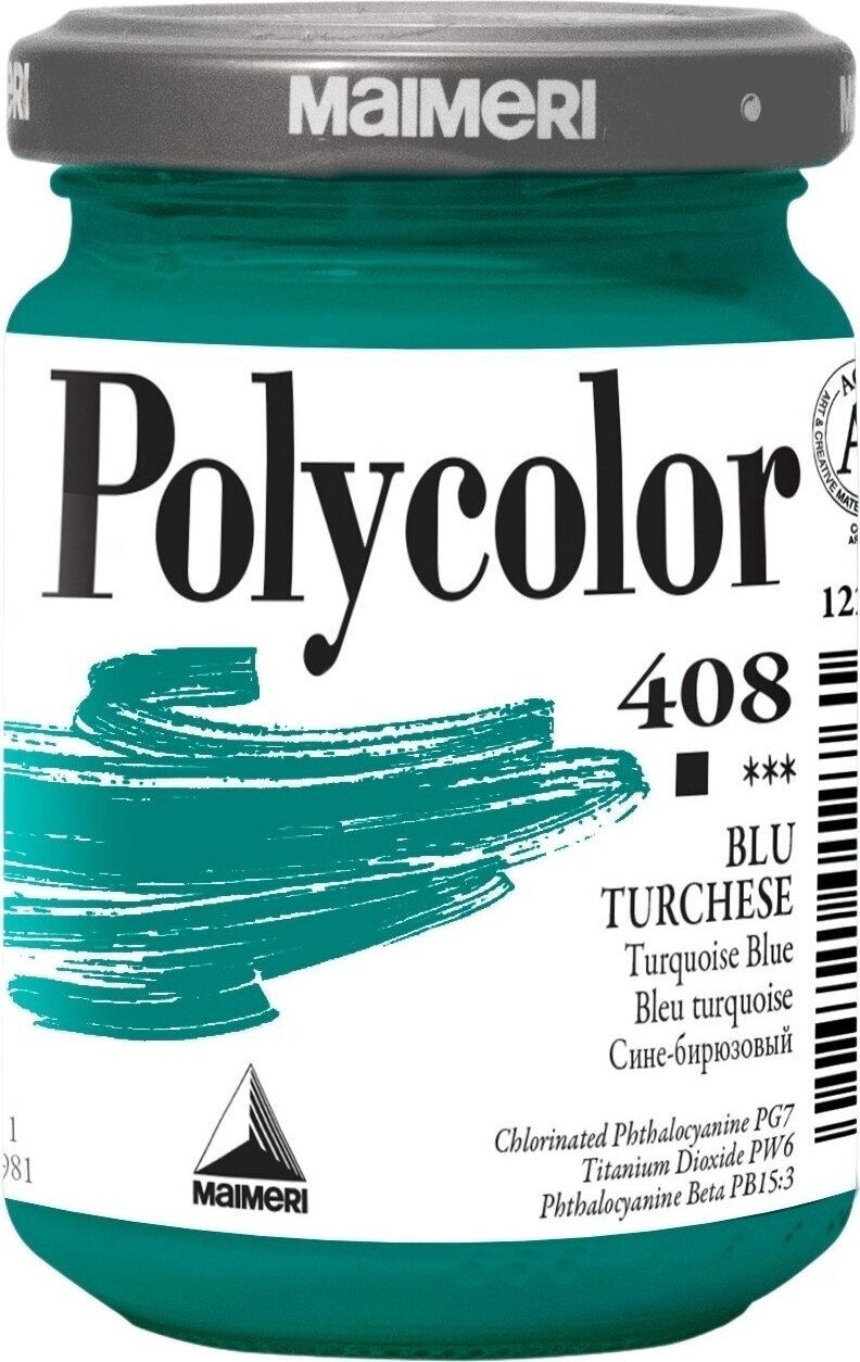 Peinture acrylique Maimeri Vynil Polycolor Peinture acrylique Turquoise Blue 408 140 ml 1 pc