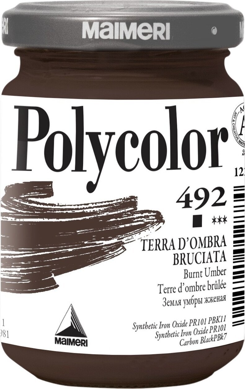 Colore acrilico Maimeri Vynil Polycolor Colori acrilici Burnt Umber 492 140 ml 1 pz