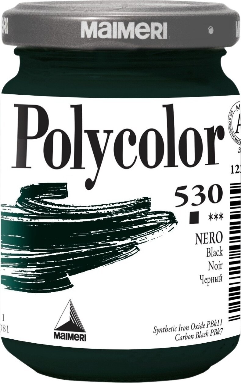 Akrylová farba Maimeri Vynil Polycolor Akrylová farba Black 530 140 ml 1 ks