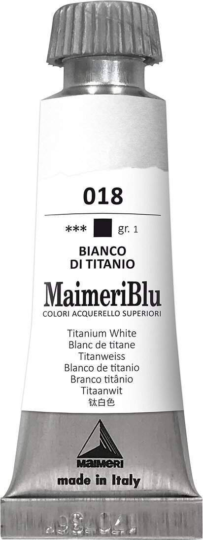 Pintura de acuarela Maimeri Blu Watercolour Paint Titanium White 018 12 ml 1 pieza