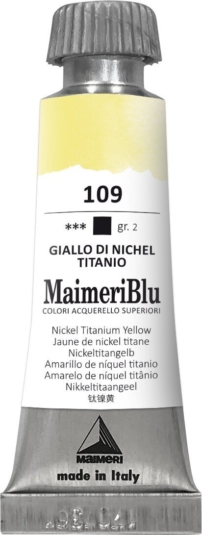 Tinta de aguarela Maimeri Blu Tinta de aguarela Nickel Titanium Yellow 109 12 ml 1 un.