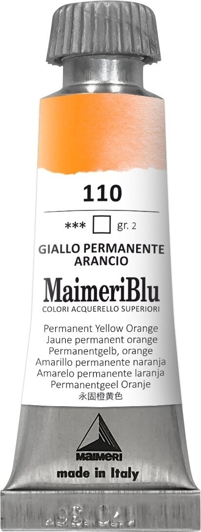 Tinta de aguarela Maimeri Blu Tinta de aguarela Permanent Yellow Orange 110 12 ml 1 un.