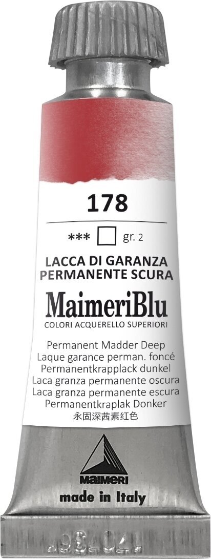 Tinta de aguarela Maimeri Blu Tinta de aguarela Permanent Madder Deep 178 12 ml 1 un.