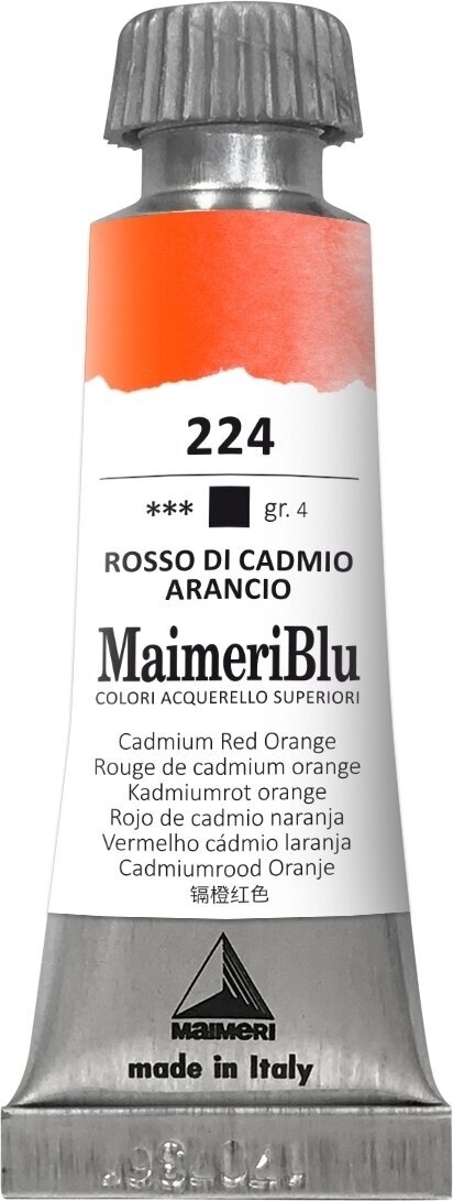 Nερομπογιά Maimeri Blu Ακουαρέλα Cadmium Red Orange 224 12 ml 1 τεμ.