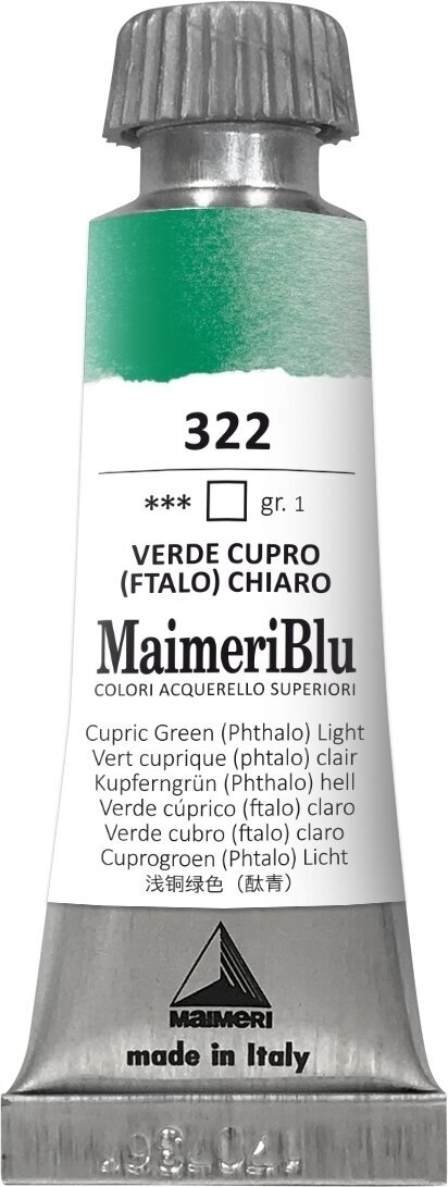 Акварелни бои Maimeri Blu Акварелна боя Cupric Green Light 322 12 ml 1 бр