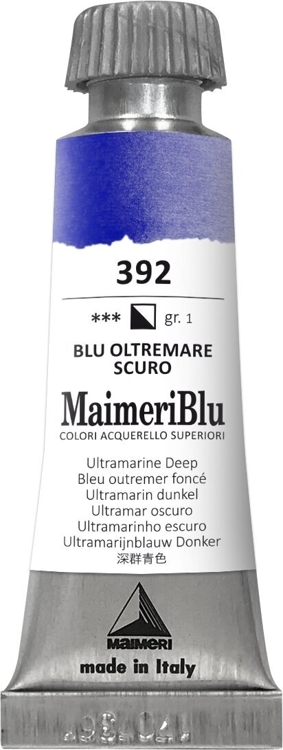 Acquarello Maimeri Blu Vernice ad acquerello Ultramarine Deep 392 12 ml 1 pz