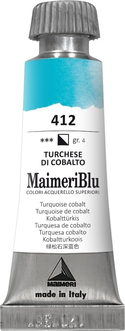 Watercolour Paint Maimeri Blu Watercolour Paint Turquoise Cobalt 412 12 ml 1 pc