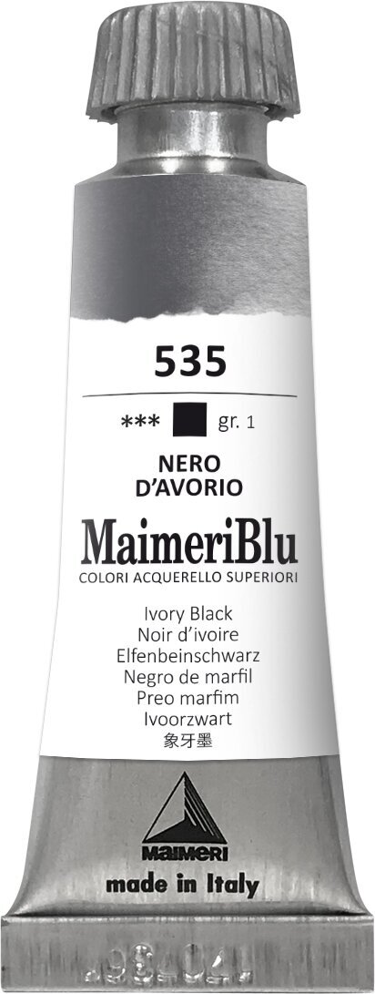 Pintura de acuarela Maimeri Blu Watercolour Paint Ivory Black 535 12 ml 1 pieza