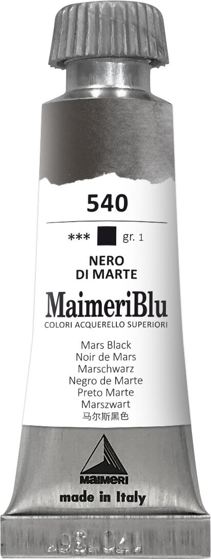 Peintures aquarelles Maimeri Blu Peinture aquarelle Mars Black 540 12 ml 1 pc