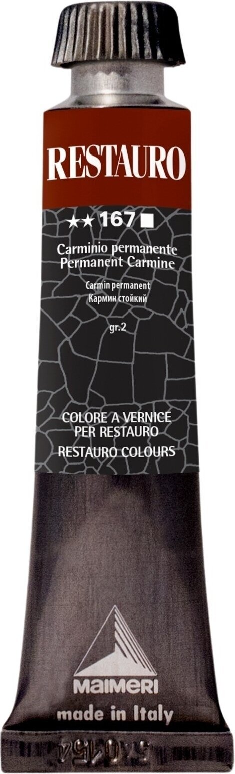 Peinture pour restauration Maimeri Varnish Restauro Peinture de restauration Permanent Carmine 167 20 ml 1 pc