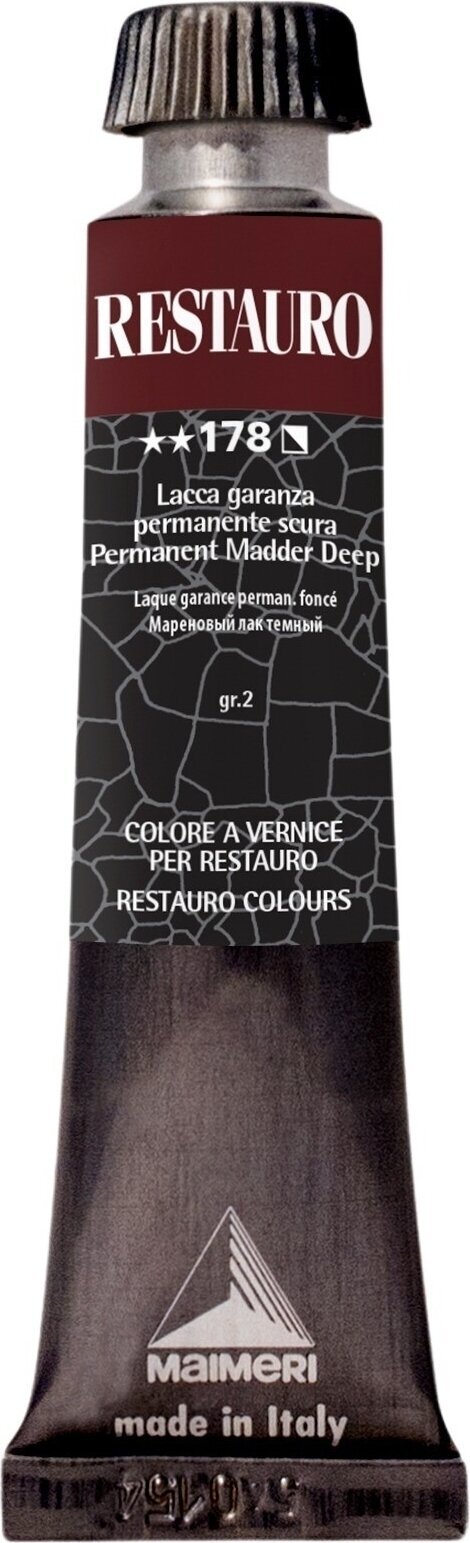 Paint for Restoration Maimeri Varnish Restauro Restoration Paint Permanent Madder Deep 178 20 ml 1 pc