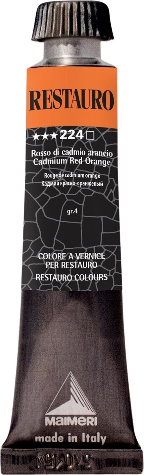 Paint for Restoration Maimeri Varnish Restauro Restoration Paint Cadmium Red Orange 224 20 ml 1 pc